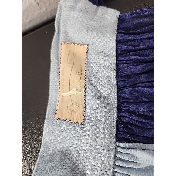 Vintage Embroidered BlueHostess Half Apron Shabby Cottage Retro MCM Handmade - Picture 4 of 6